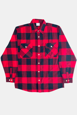 Black Red Plaid Heavyweight Flannel Shirt