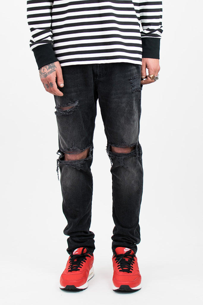 Vintage Black Ripped Denim Jeans – ENSLAVED