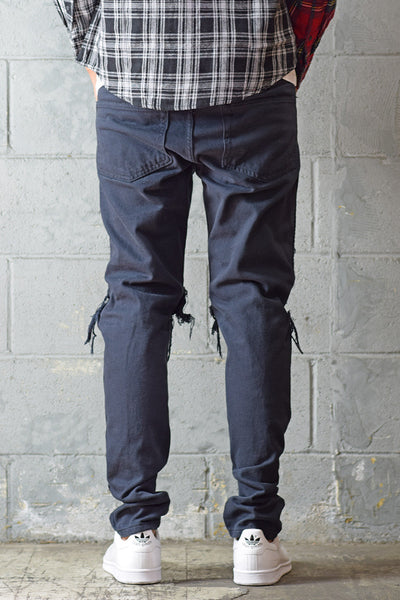 PREORDER Black Stripe Patched Jeans