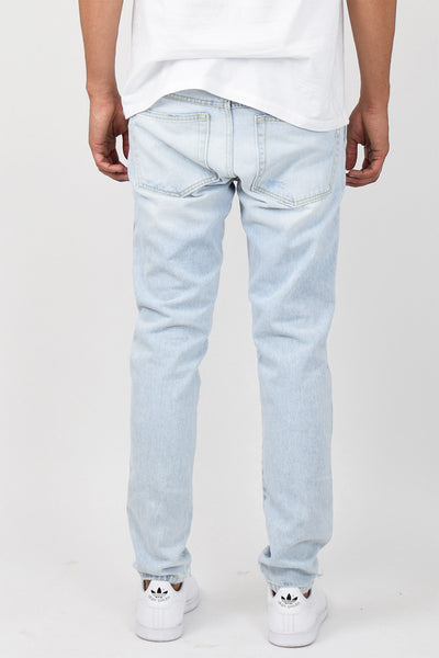 Light Stonewashed Ripped Tapered Jeans