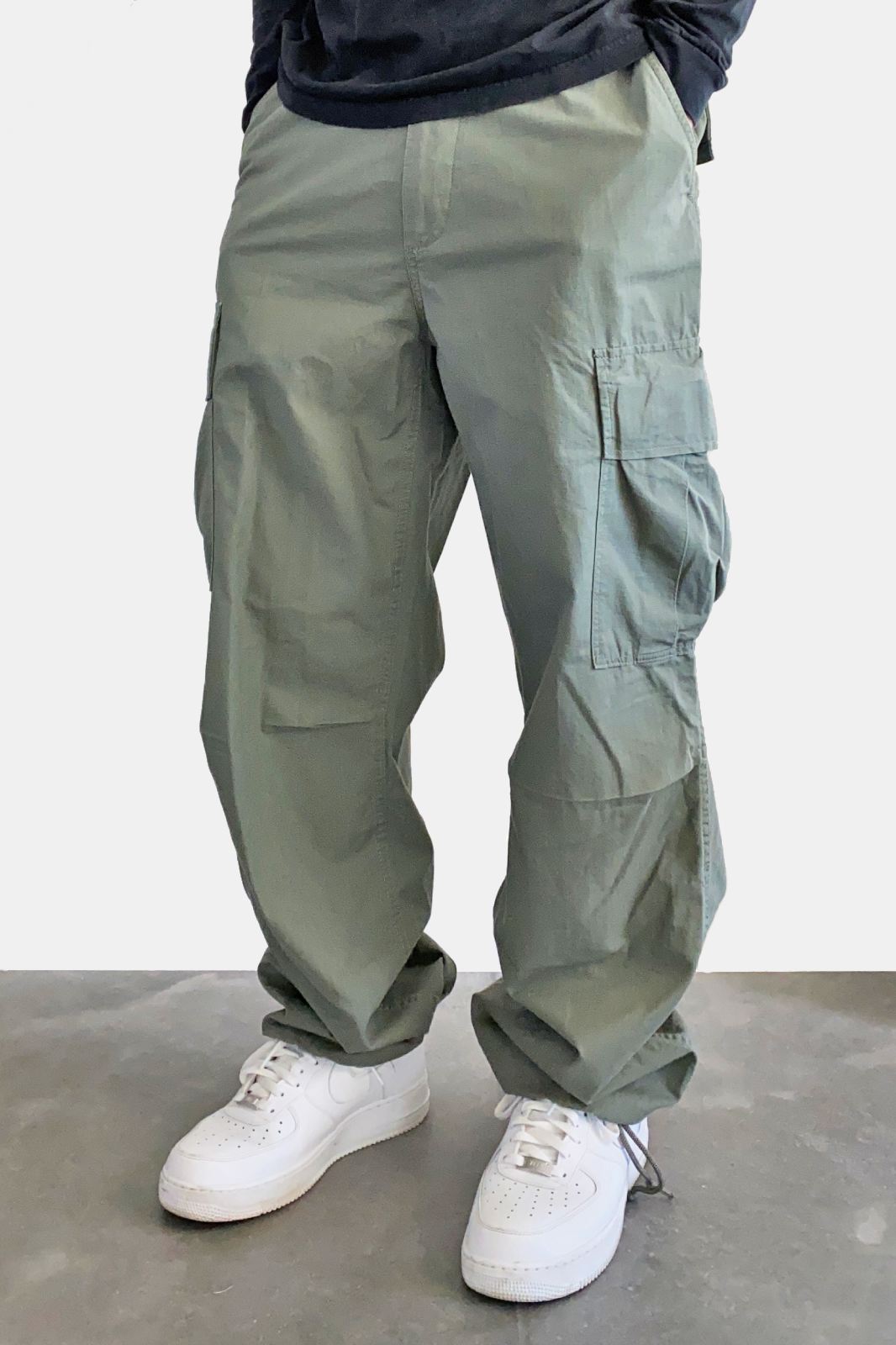 Retro Olive Ripstop Cargo Pants