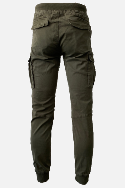 Olive Stretch Twill Cargo Joggers