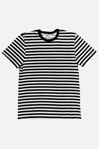 Black White Stripe Short Sleeve Tee