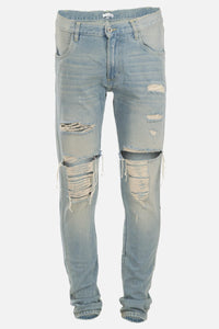 Light Indigo Dirty Ripped Jeans