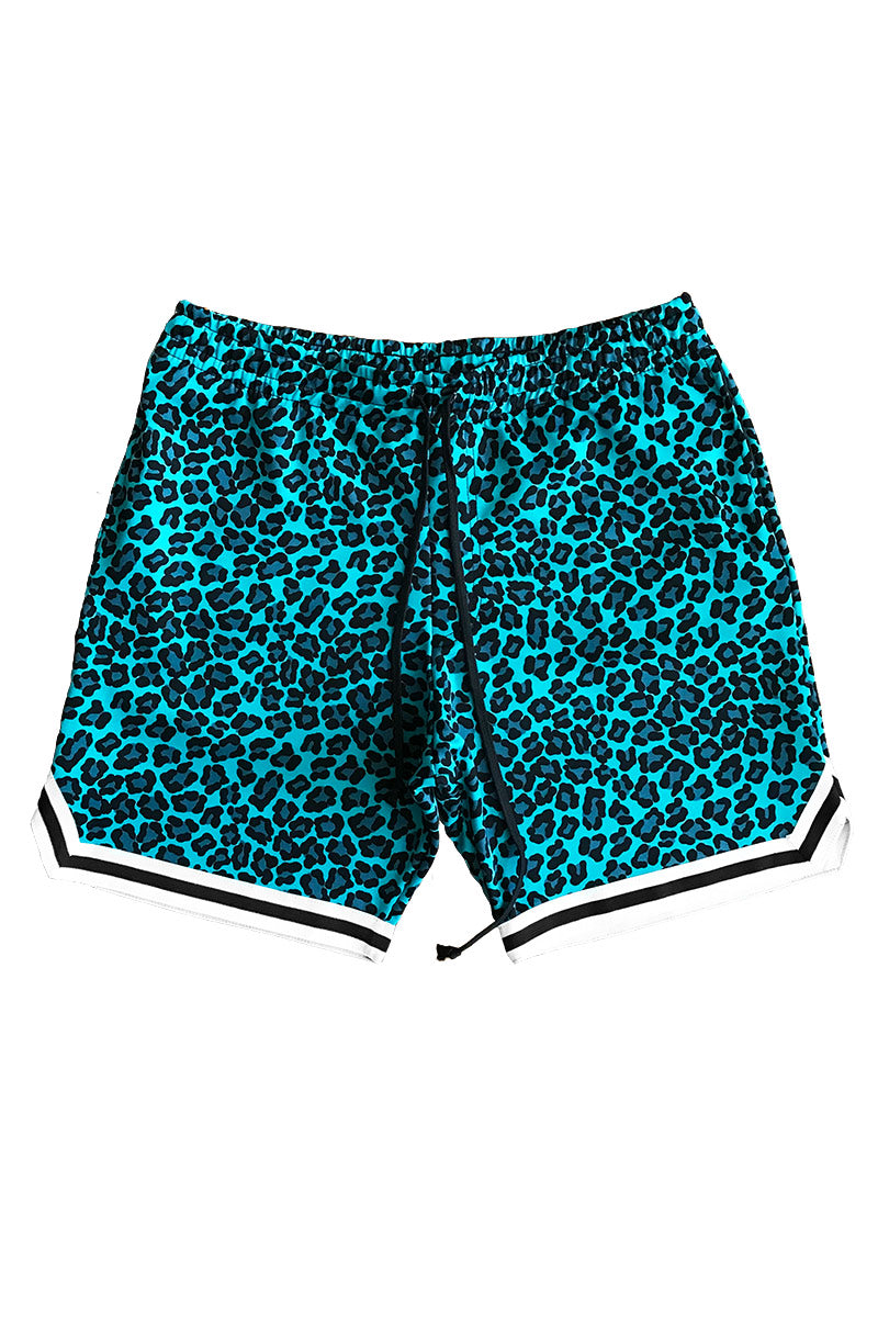 Turquoise Leopard Basketball Shorts