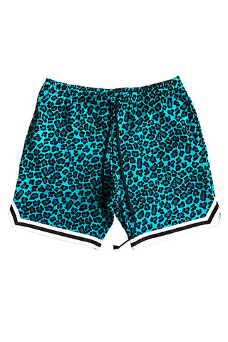 Turquoise Leopard Basketball Shorts